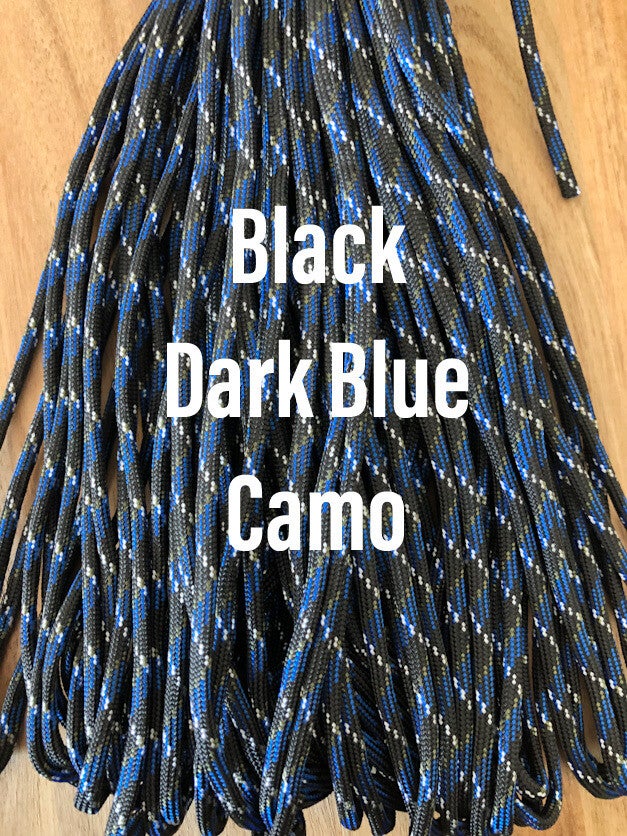 Paracord 4 mm Zwart - Donker Blauw Camo