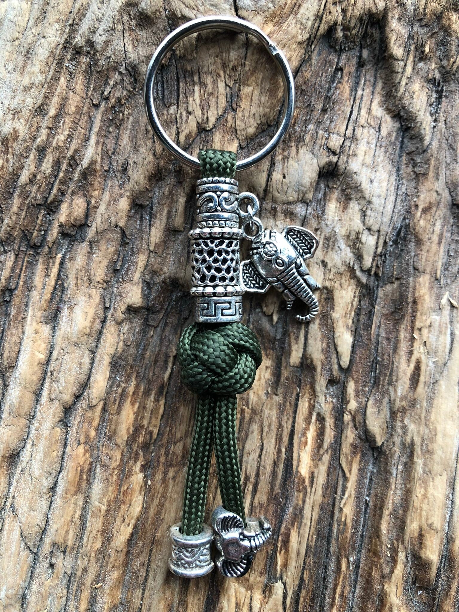 Paracord Sleutelhanger Olifant Army Green