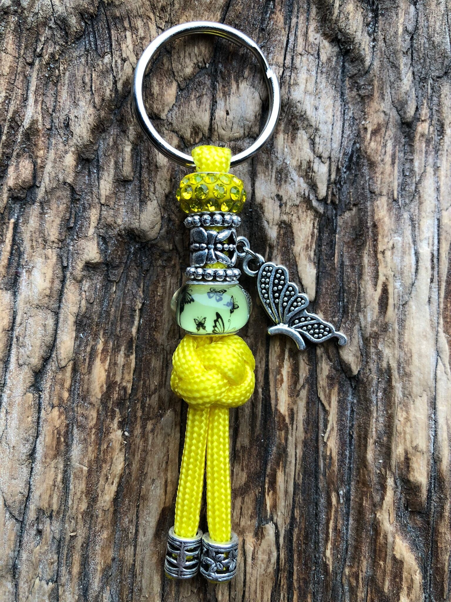 Paracord Sleutelhanger Vlinder Geel