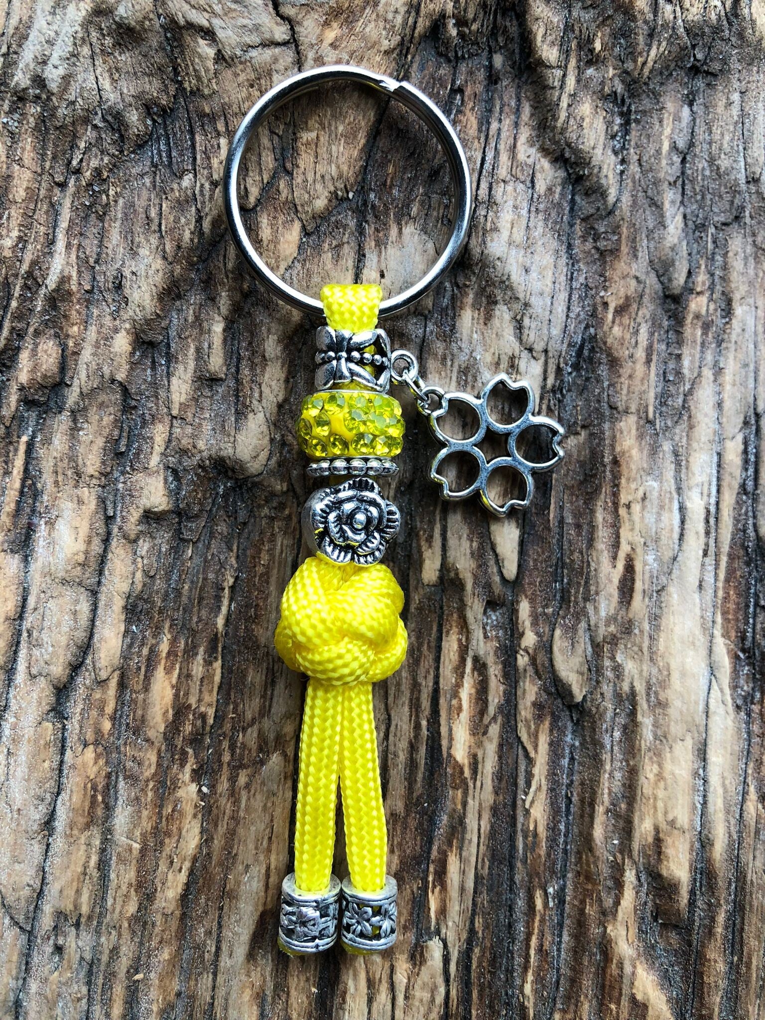 Paracord Sleutelhanger Bloem Geel
