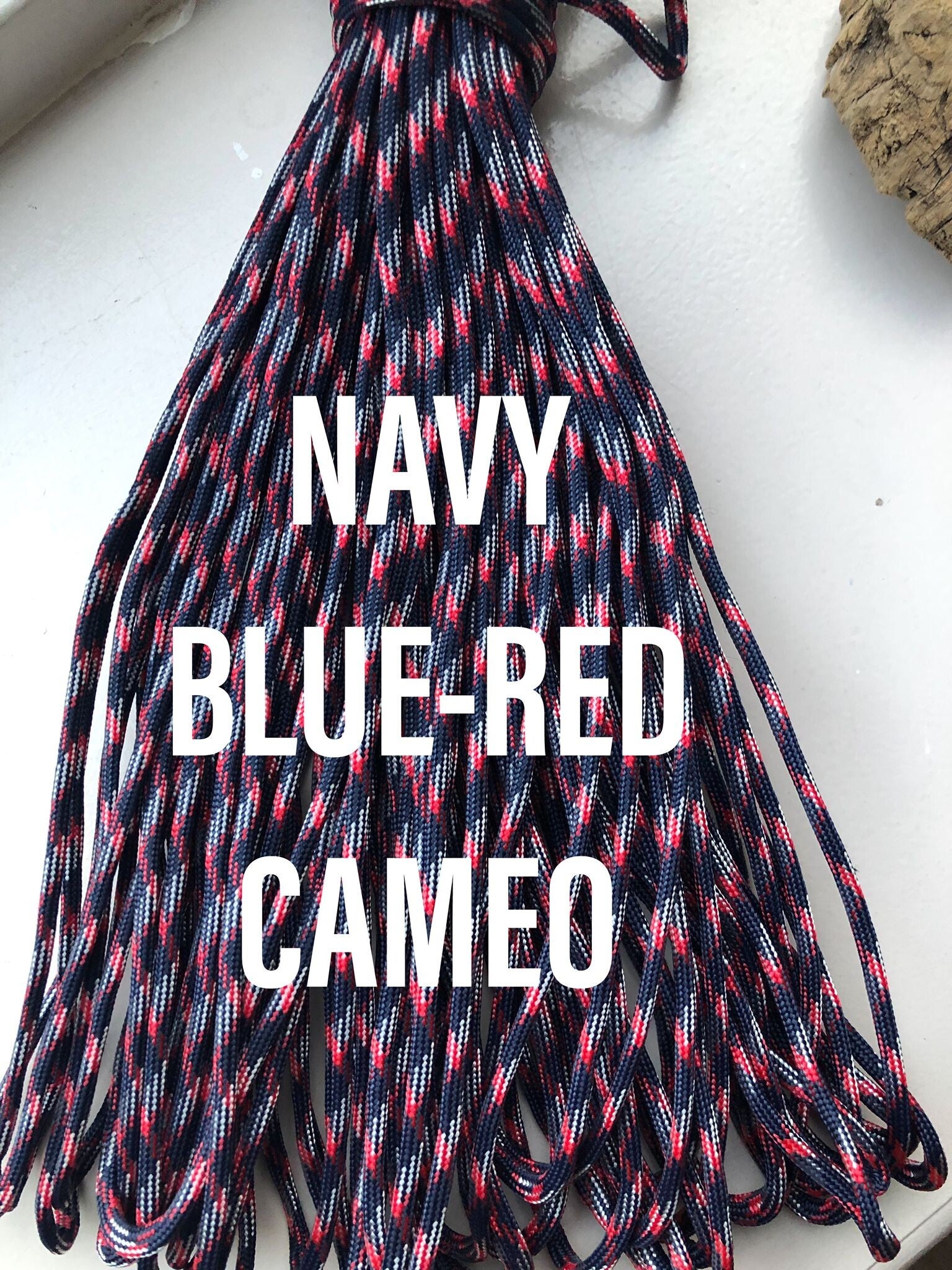 Paracord 4 mm Navy Blauw - Rood Camo