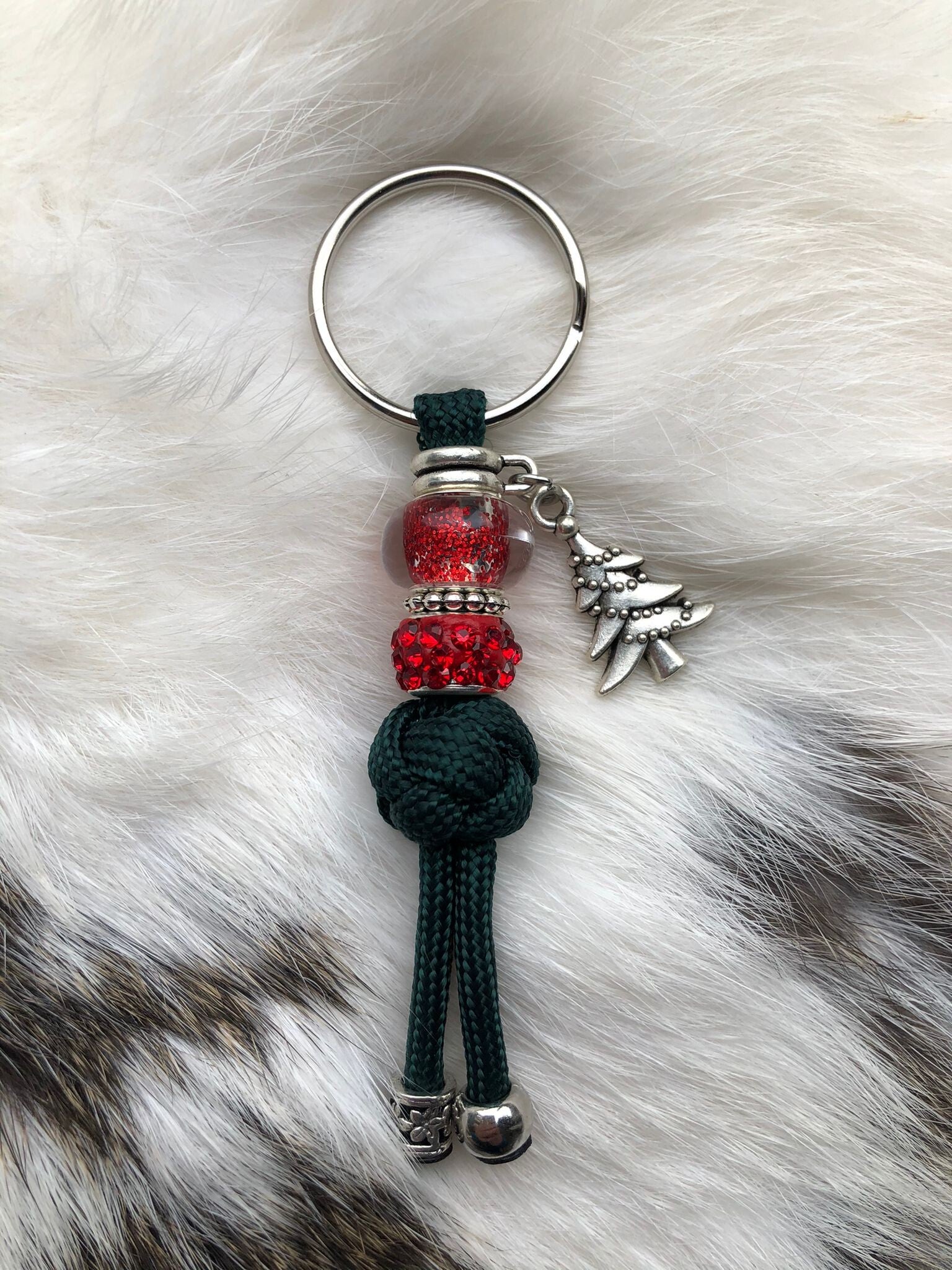 Paracord Sleutelhanger Kerstboom Donkergroen