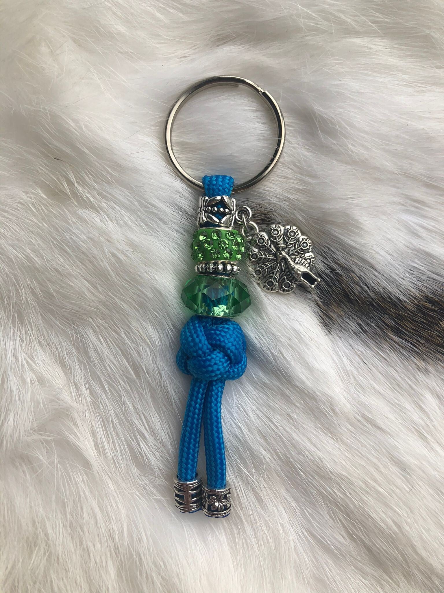 Paracord Sleutelhanger Pauw blauw