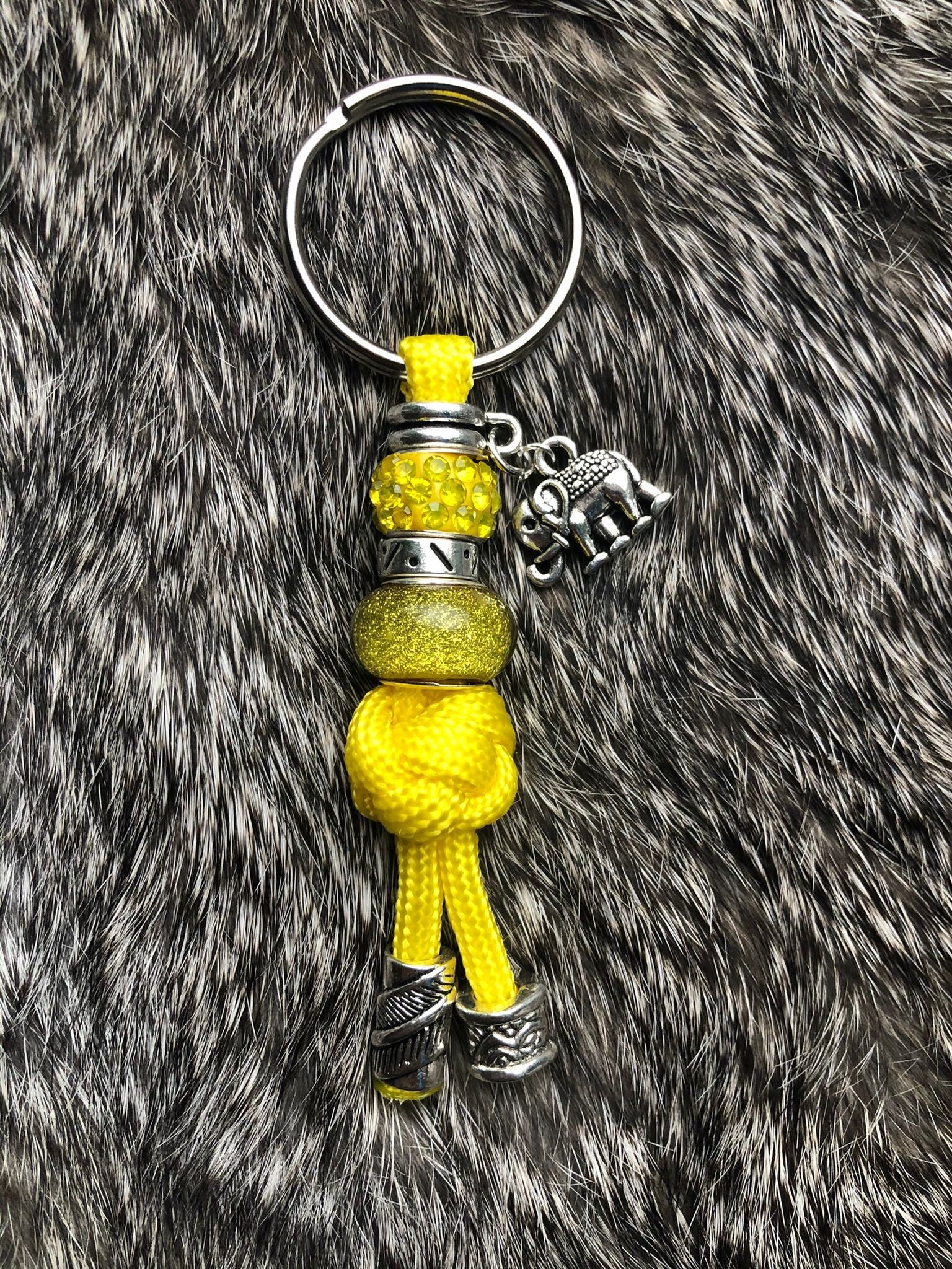 Paracord Sleutelhanger Olifant Geel