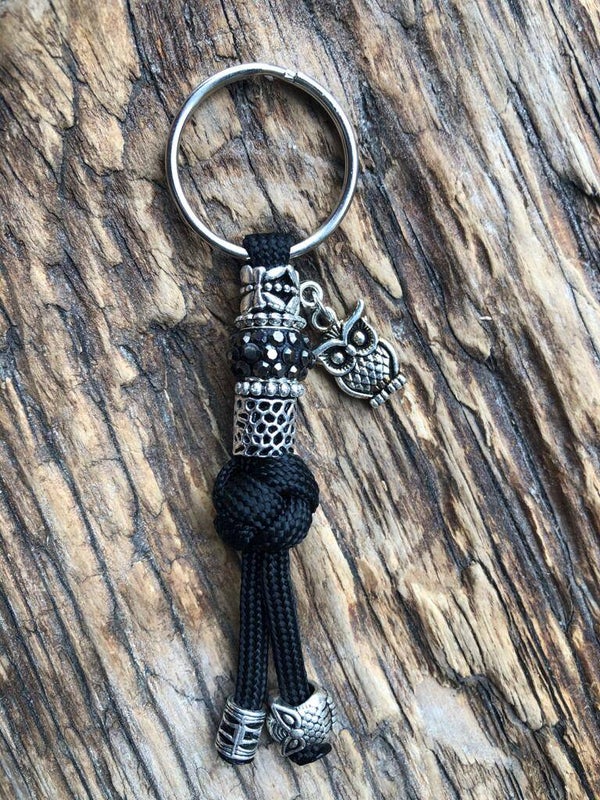 Paracord Sleutelhanger Uil Zwart