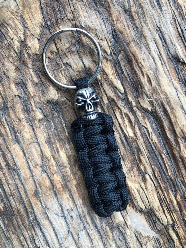 Stoere Paracord Sleutelhanger Skull Zwart