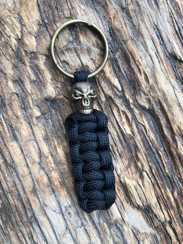 Stoere Paracord Sleutelhanger Skull Zwart