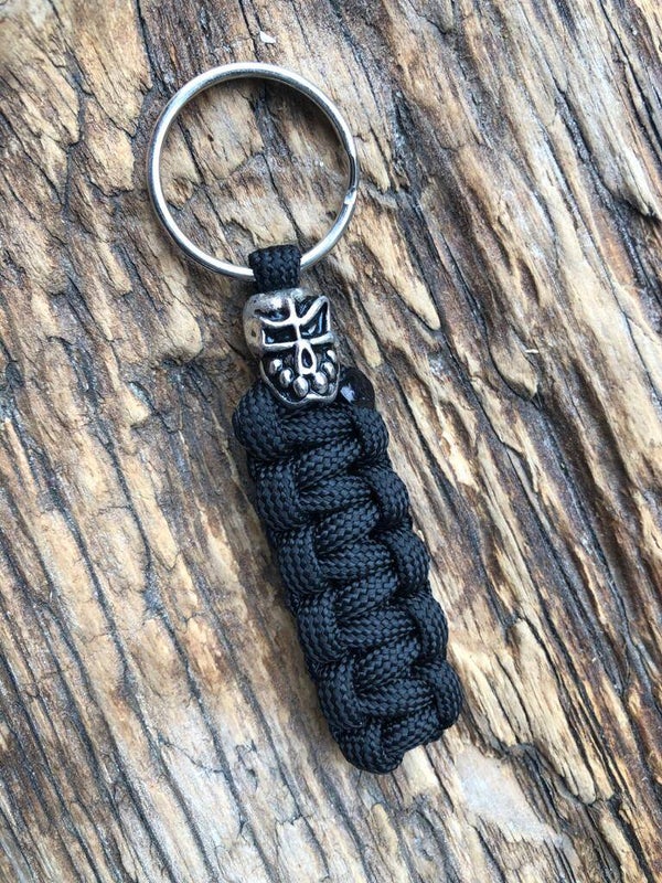 Stoere Paracord Sleutelhanger Skull Zwart