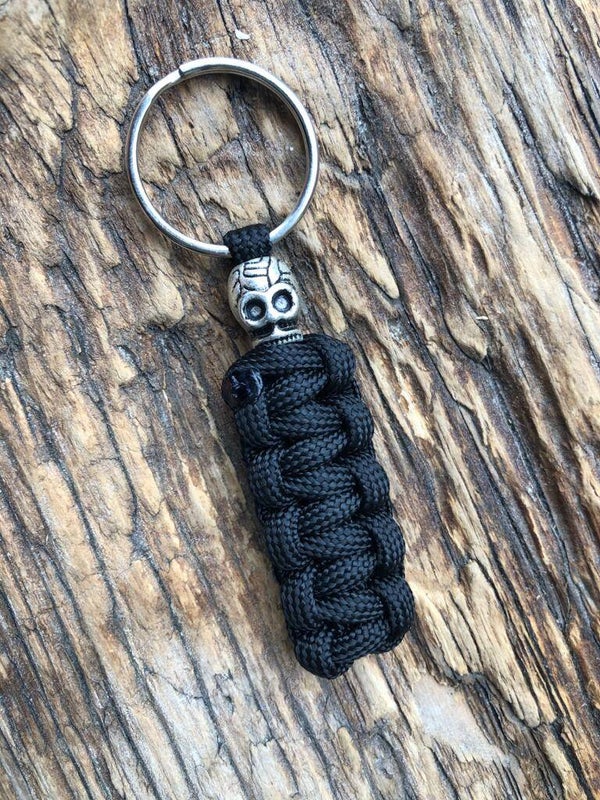 Stoere Paracord Sleutelhanger Skull Zwart
