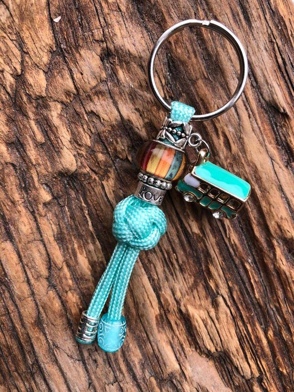 Paracord Sleutelhanger VW Busje Turquoise