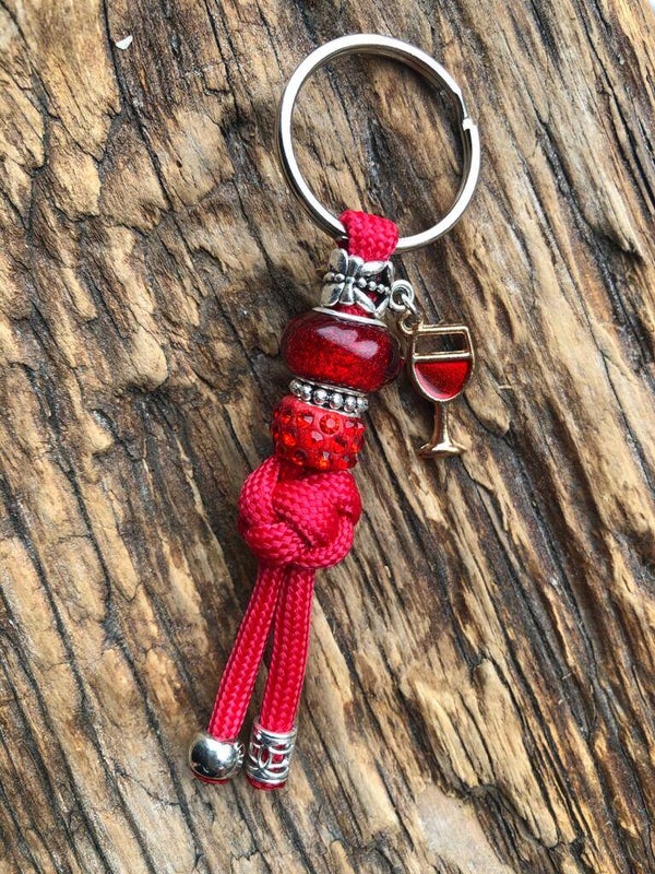 Paracord Sleutelhanger Wijnglas Rood