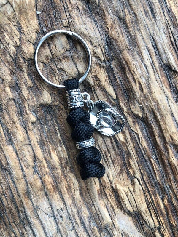 Stoere Paracord Sleutelhanger western Cowboyhoed Zwart