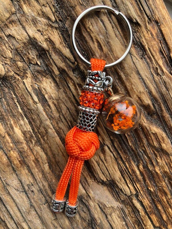 Paracord Sleutelhanger droogbloemen Oranje