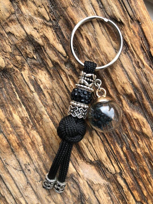 Paracord Sleutelhanger Droogbloemen Zwart