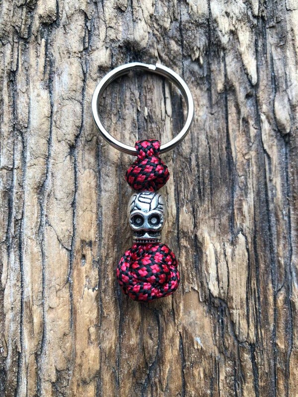 Paracord Sleutelhanger Sale Skull Rood