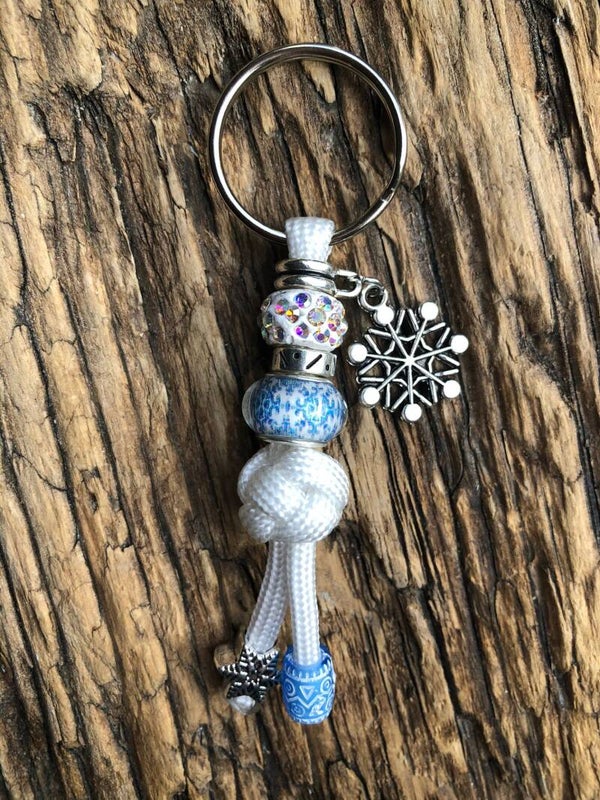 Paracord Sleutelhanger Sneeuwvlok Wit