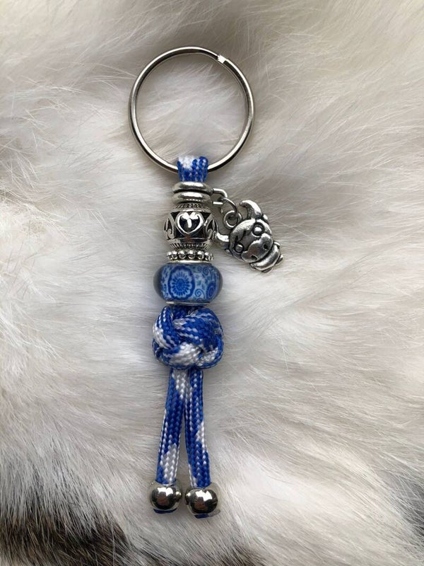 Paracord Sleutelhanger Koe Blauw-wit