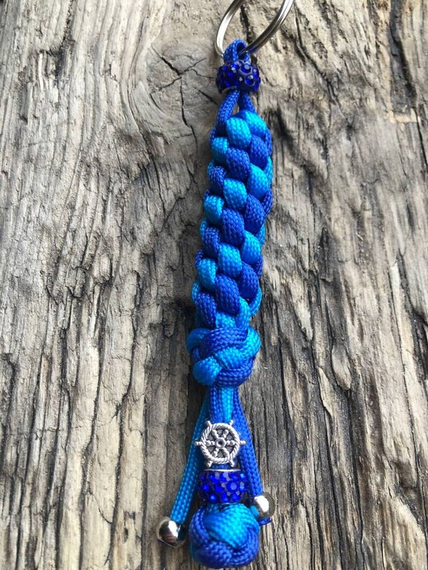 Paracord Sleutelhanger Stuurwiel / Roer Blauw