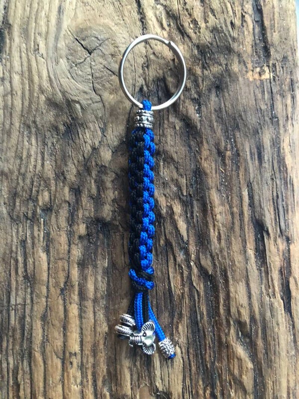 Paracord Sleutelhanger Olifant Blauw Zwart