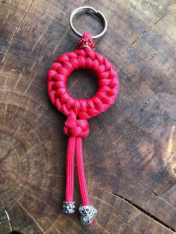 Paracord Sleutelhanger Hartje Rood