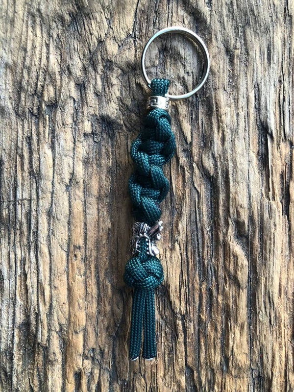 Paracord Sleutelhanger Draak Donkergroen