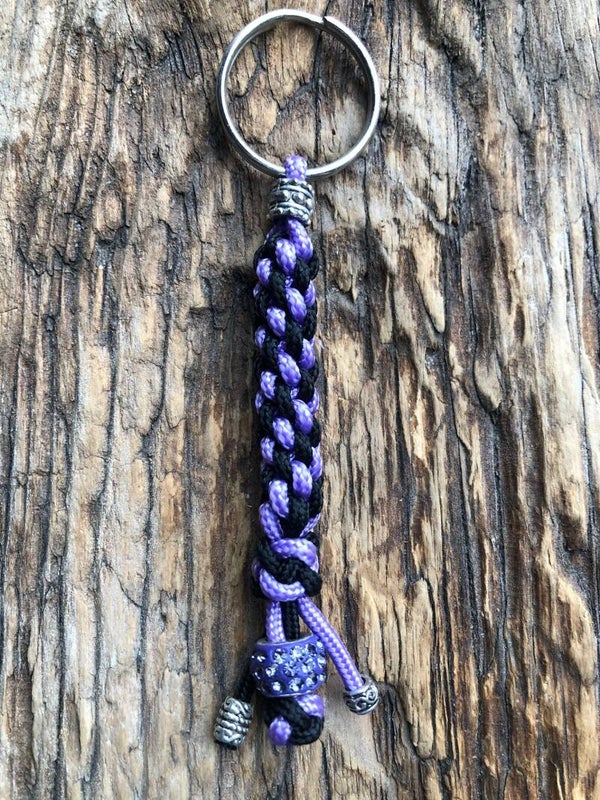 Paracord Sleutelhanger Paars-Zwart