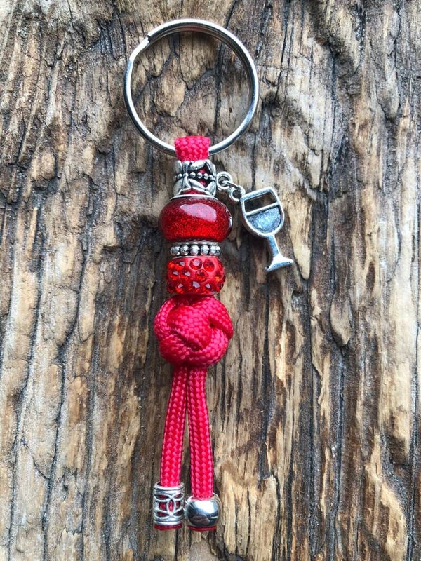 Paracord Sleutelhanger Wijnglas Rood