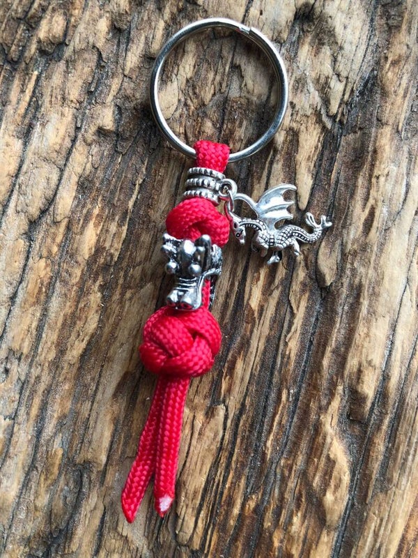 Paracord Sleutelhanger Draak Rood