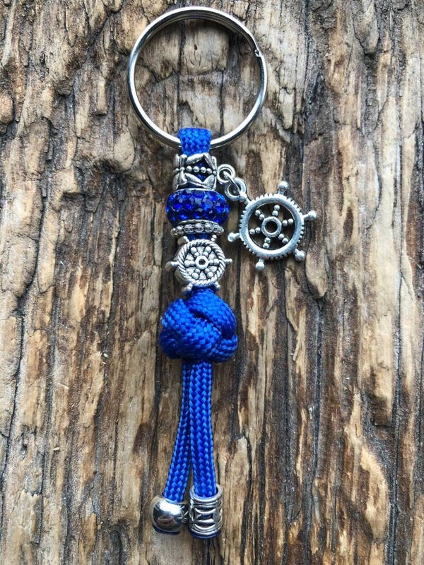 Paracord Sleutelhanger Stuurwiel / Roer Donker Blauw