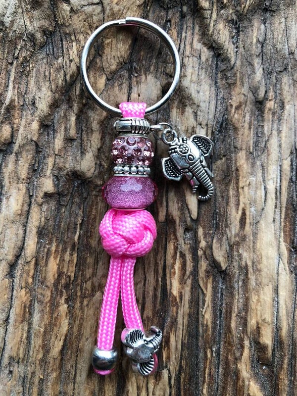 Paracord Sleutelhanger Olifant Roze