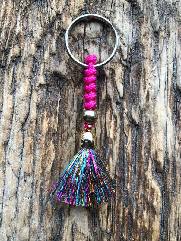 Paracord Sleutelhanger Sale Kwastje Roze-Regenboog