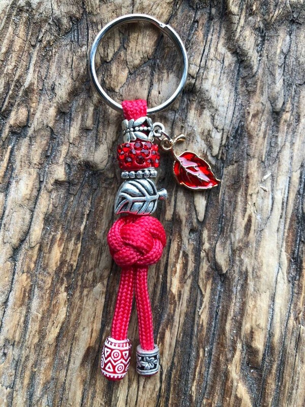 Paracord Sleutelhanger Blad Rood