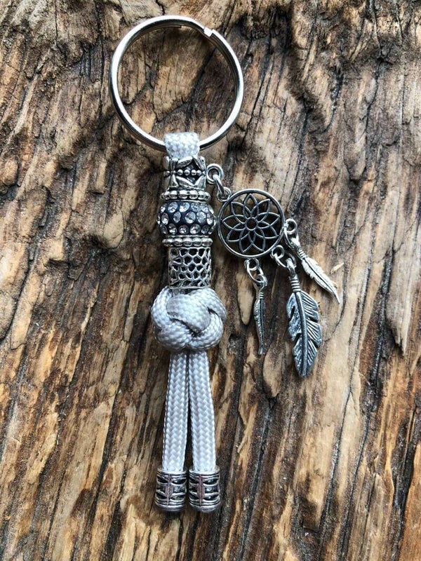 Paracord Sleutelhanger Dromenvanger Licht Grijs