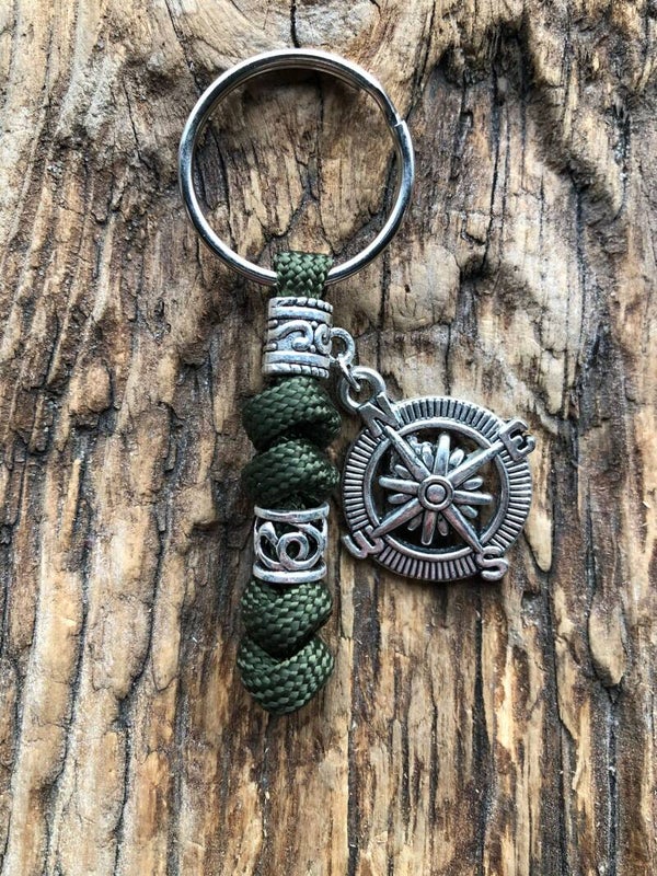 Paracord Sleutelhanger Kompas Army Groen