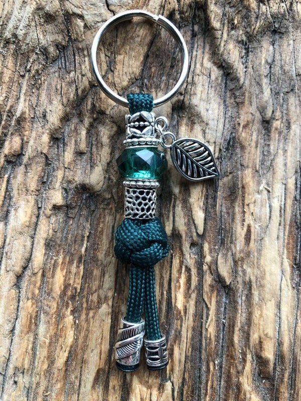 Paracord Sleutelhanger Blaadje Donkergroen