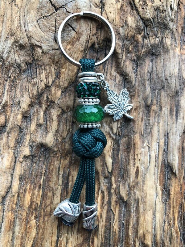 Paracord Sleutelhanger Blaadje Donkergroen