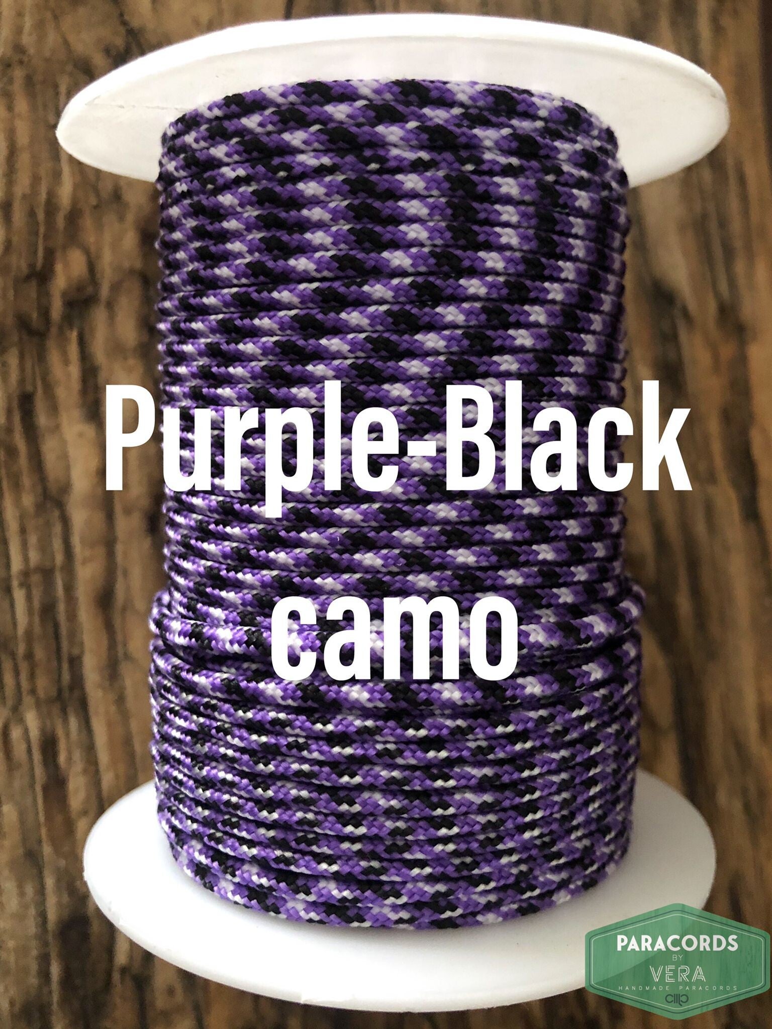 Paracord 2 mm Paars - Zwart Camo