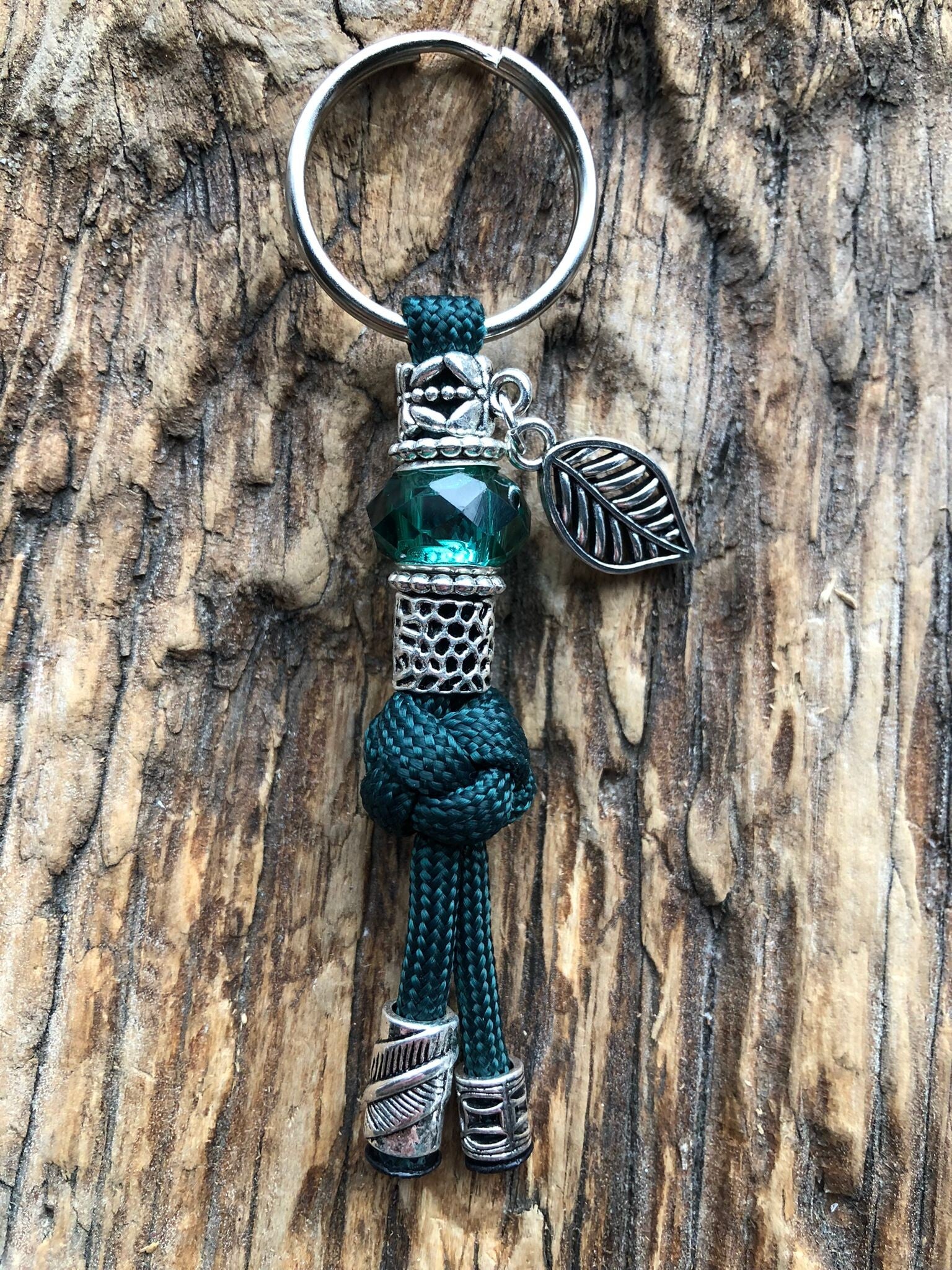 Paracord Sleutelhanger Blaadje Donkergroen