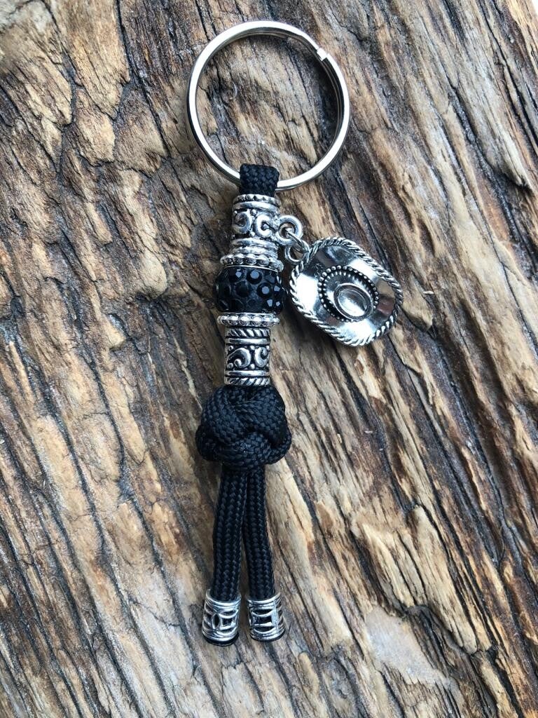 Paracord Sleutelhanger western Cowboyhoed Zwart