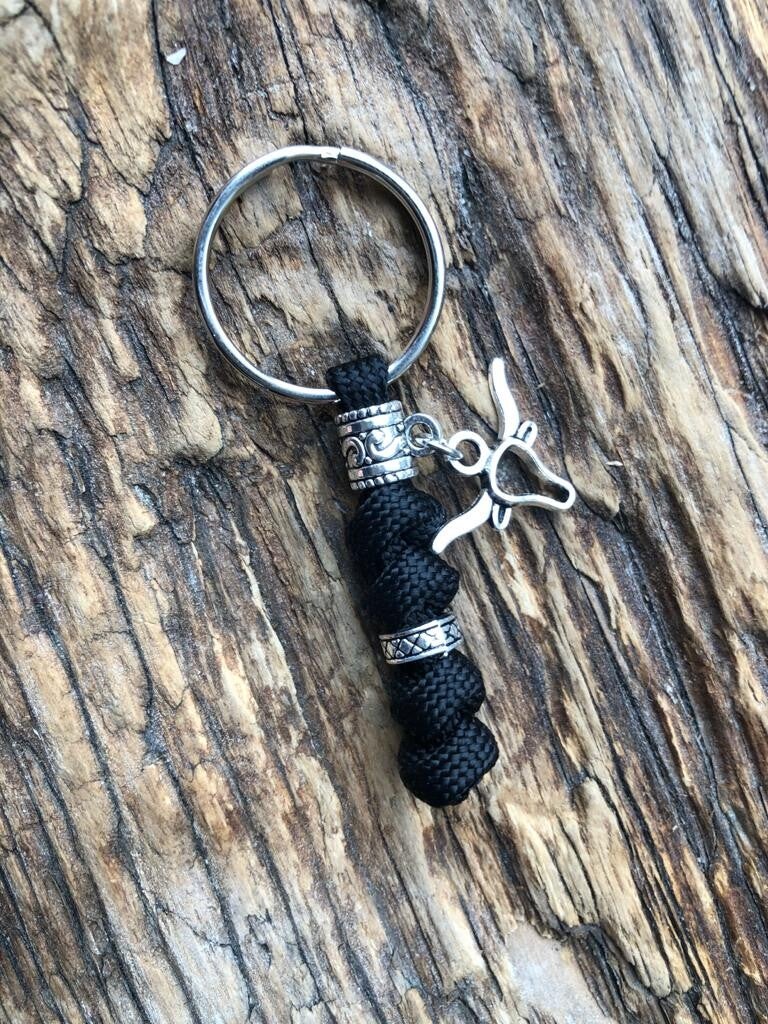Stoere Paracord Sleutelhanger Bull / Stier Zwart