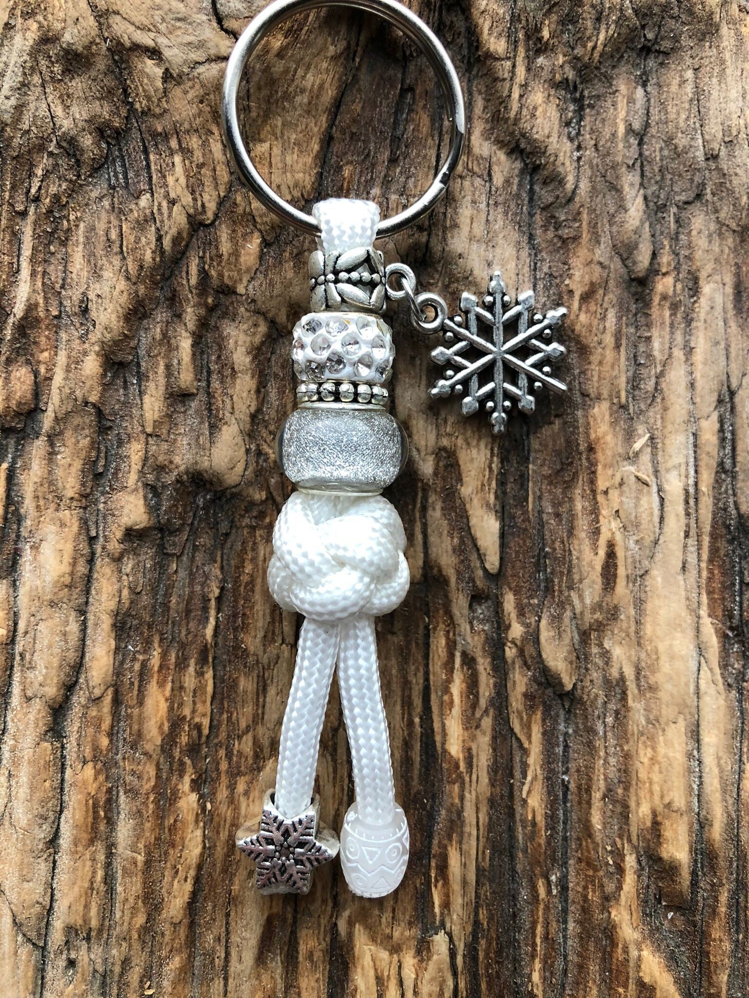 Paracord Sleutelhanger Sneeuwvlok Wit
