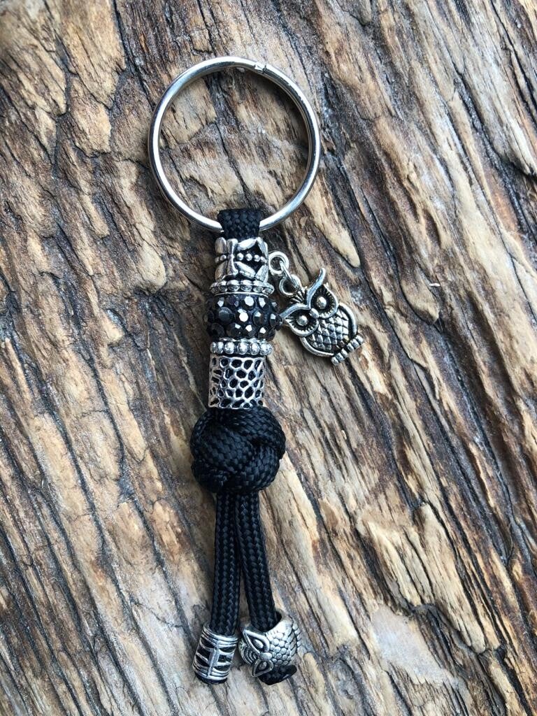 Paracord Sleutelhanger Uil Zwart