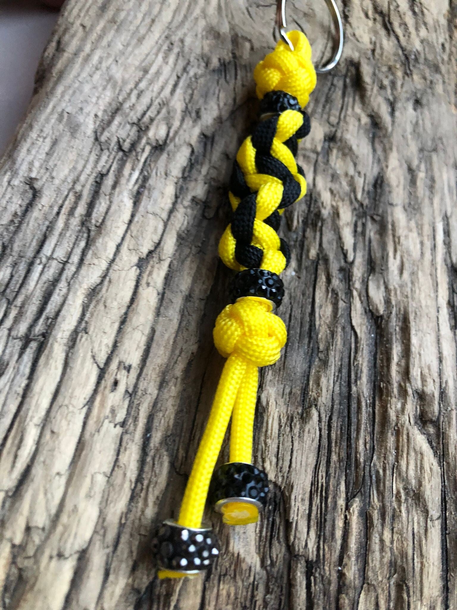 Paracord Sleutelhanger Sale Twist Geel - Zwart