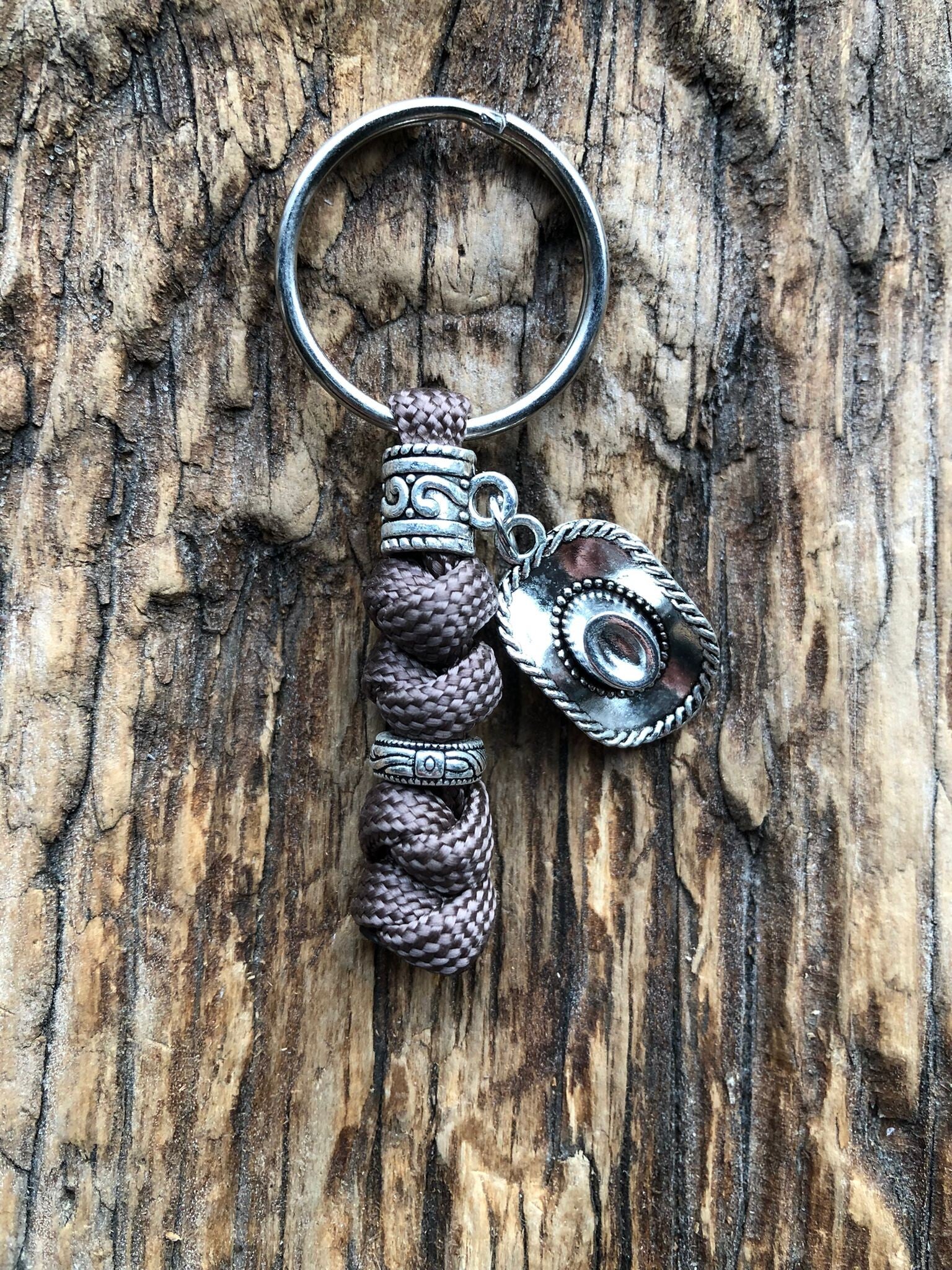Paracord Sleutelhanger western Cowboyhoed Khaki