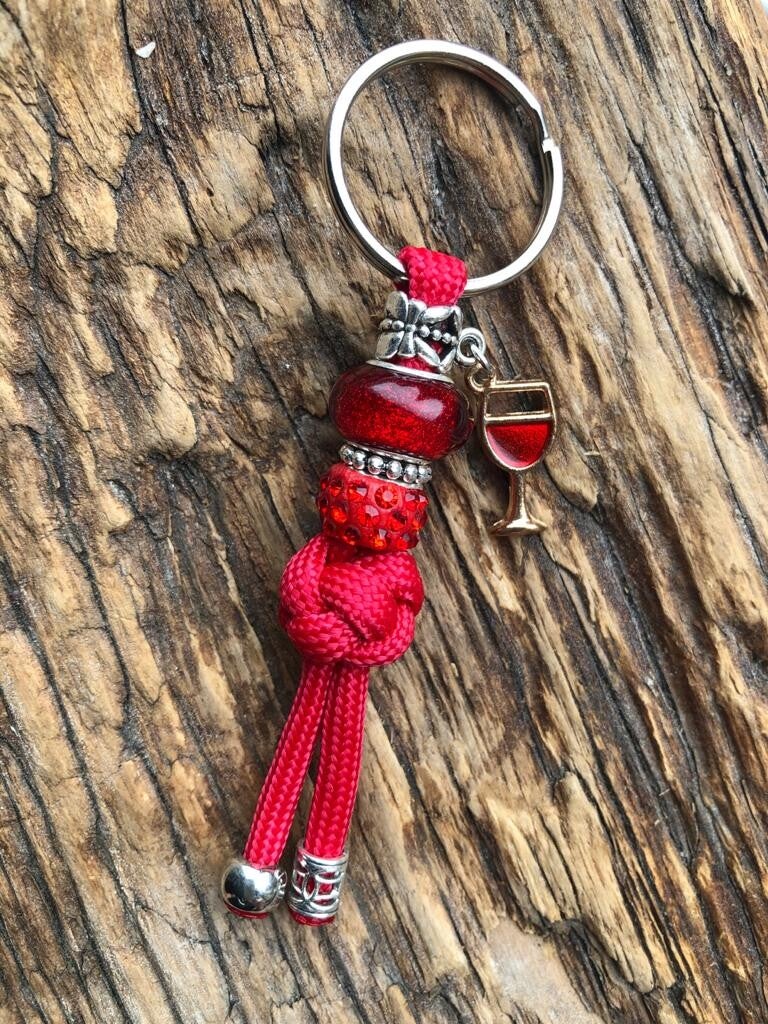 Paracord Sleutelhanger Wijnglas Rood