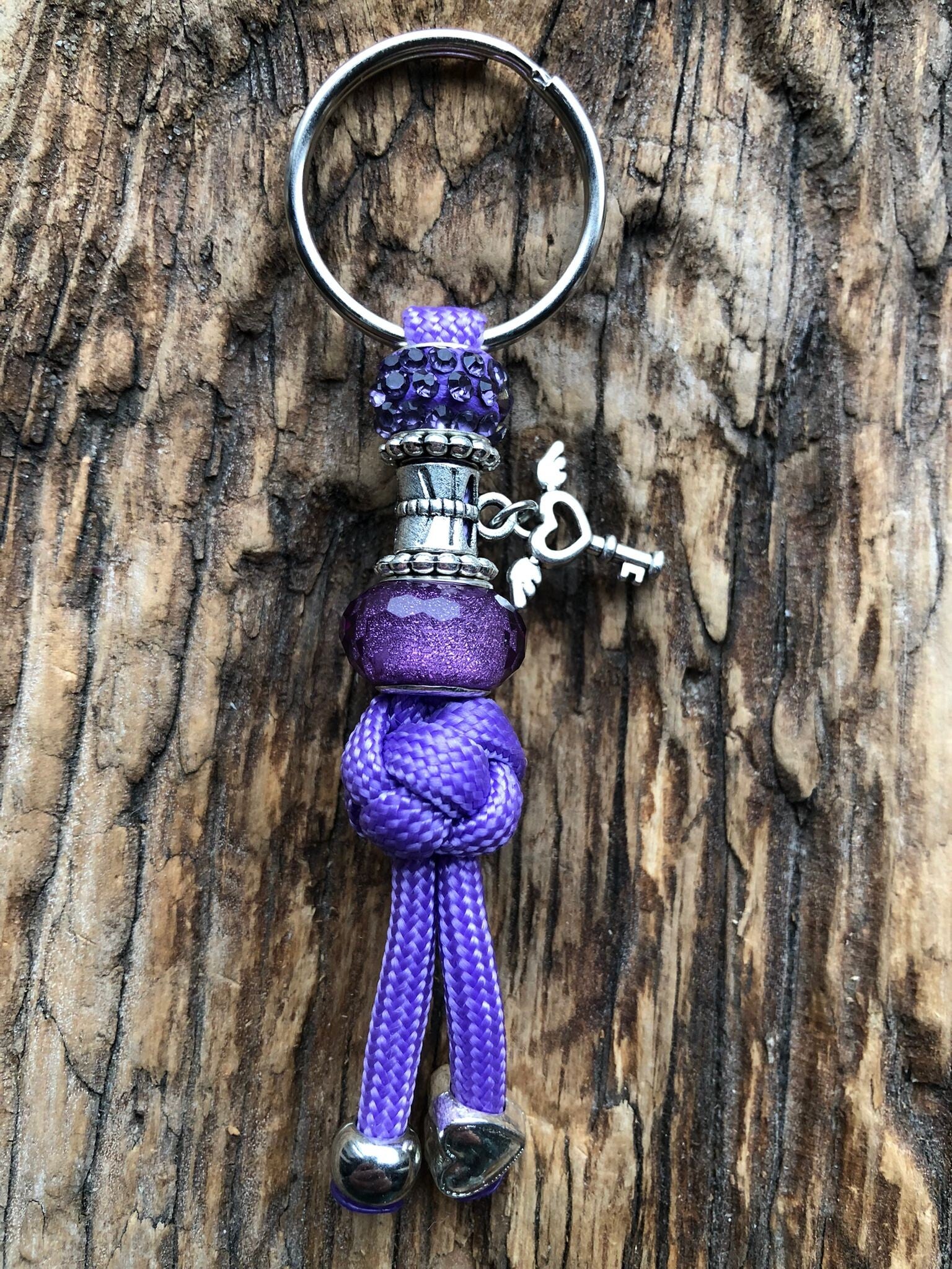Paracord Sleutelhanger Hartje Paars