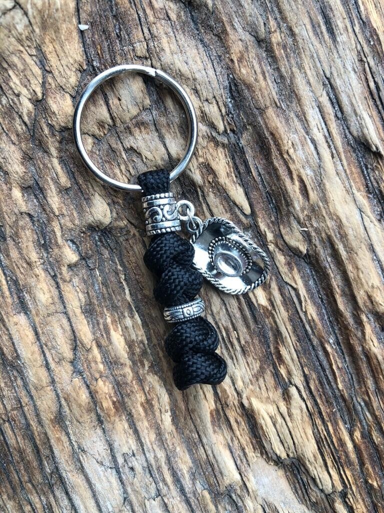 Stoere Paracord Sleutelhanger western Cowboyhoed Zwart