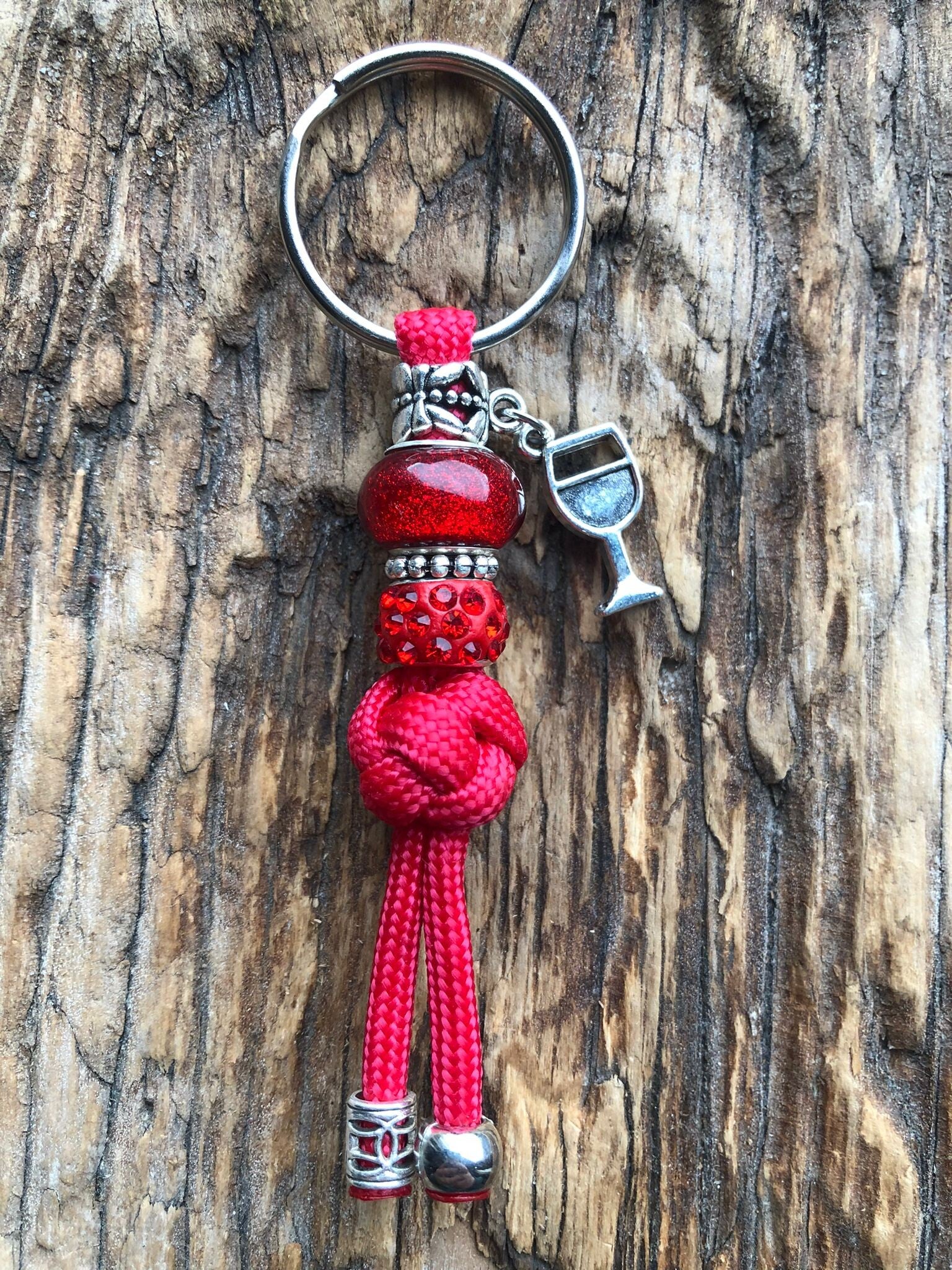 Paracord Sleutelhanger Wijnglas Rood