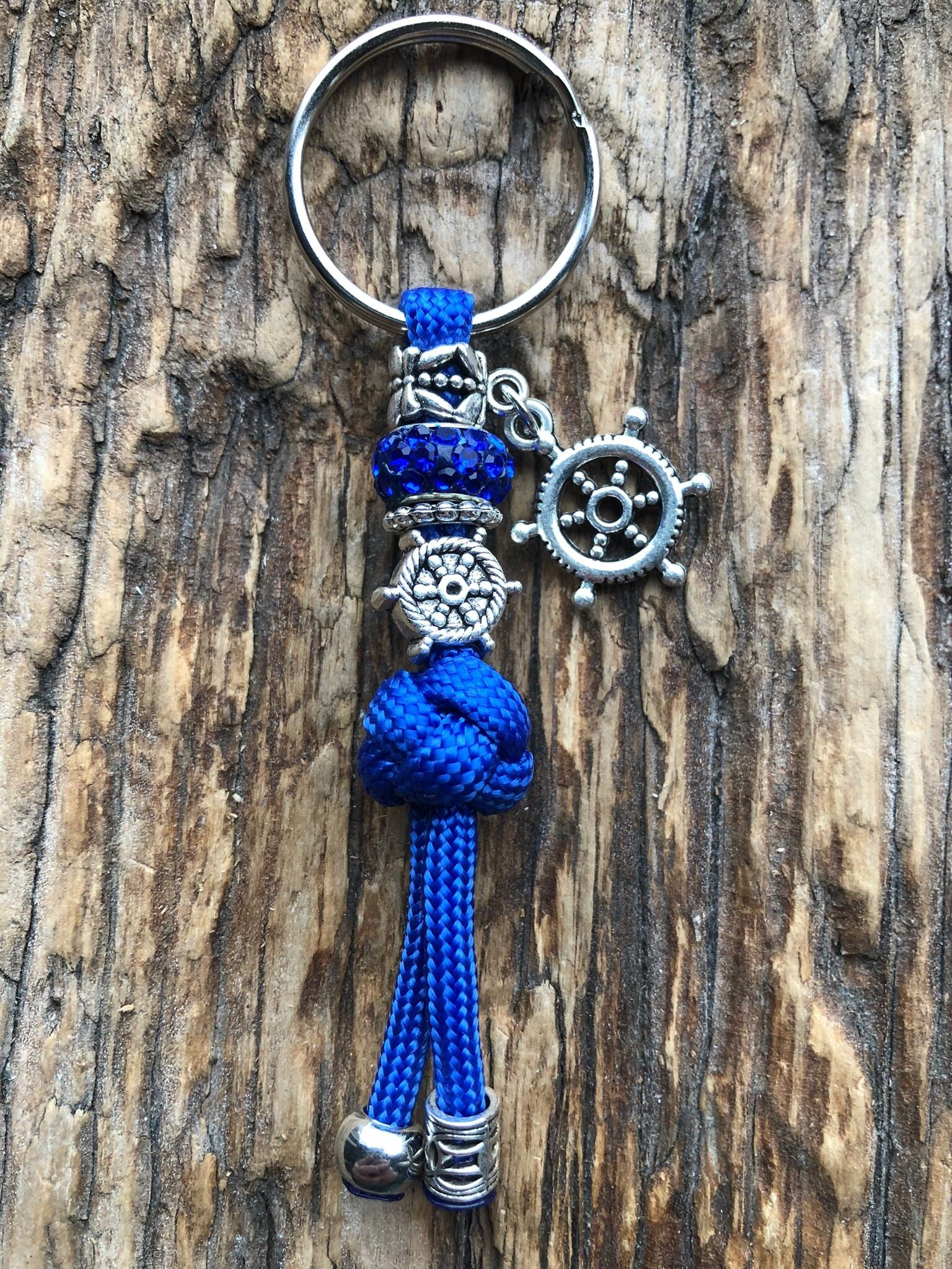 Paracord Sleutelhanger Stuurwiel / Roer Donker Blauw