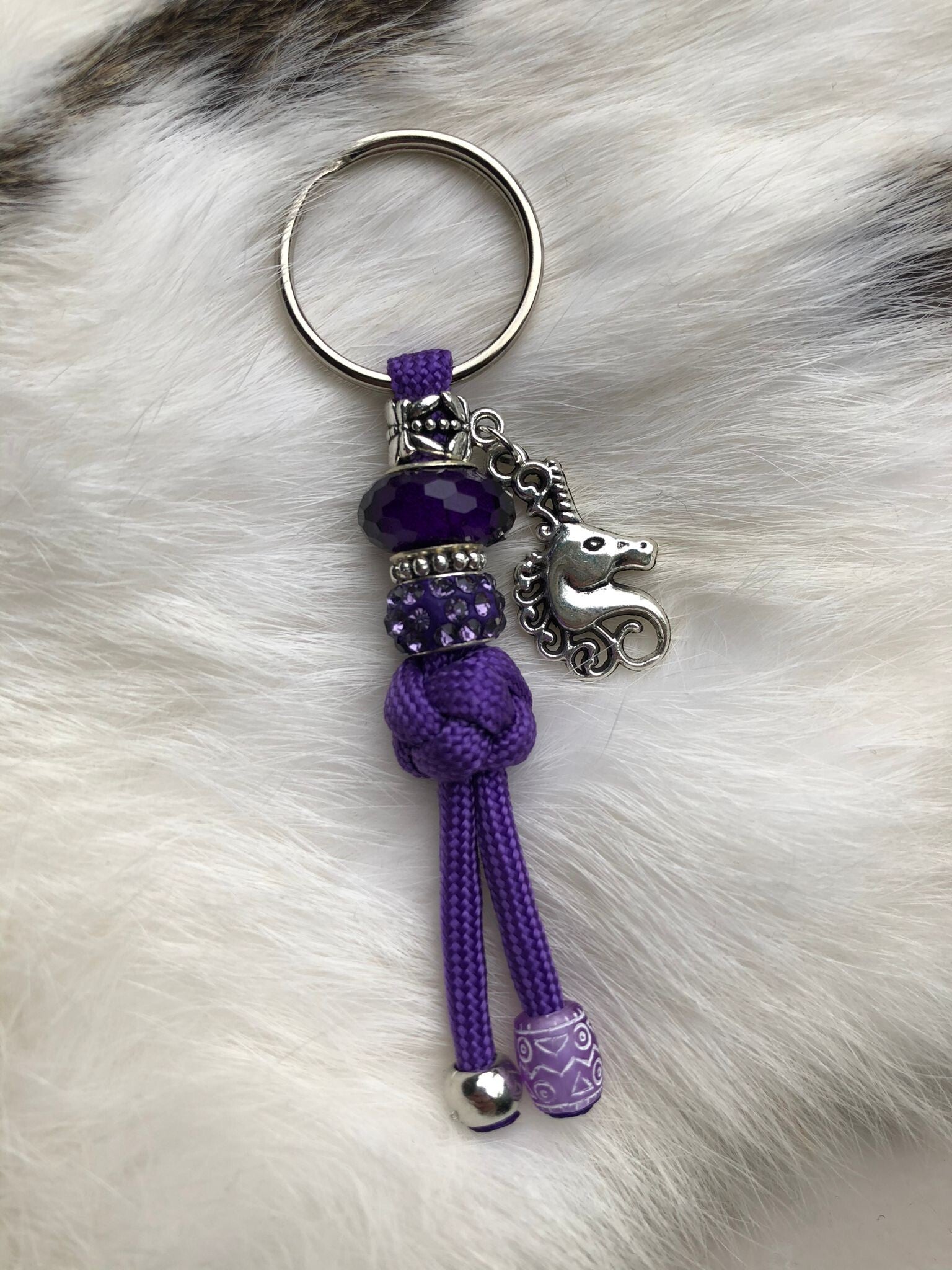 Paracord Sleutelhanger Unicorn Paars